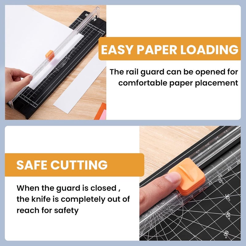 ISDIR A4 Paper Cutter Slicer, 12 Inch Paper Trimmer Scrapbooking Tool Supplies with Security Safeguard and Side Ruler, Portable Paper Slicer for Craft Paper, Label, Photo, Cardstock (Black) - Image 5